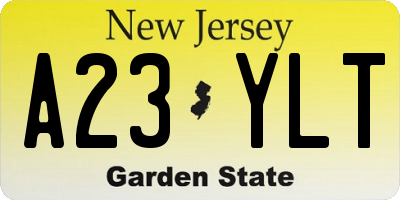 NJ license plate A23YLT