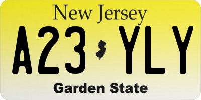NJ license plate A23YLY