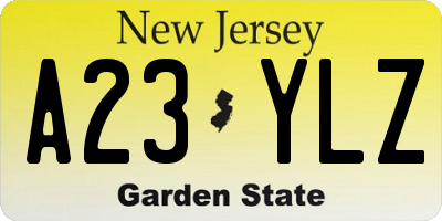 NJ license plate A23YLZ