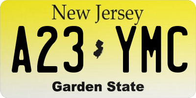 NJ license plate A23YMC