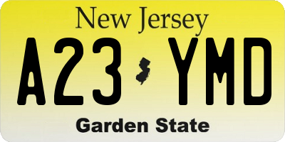 NJ license plate A23YMD