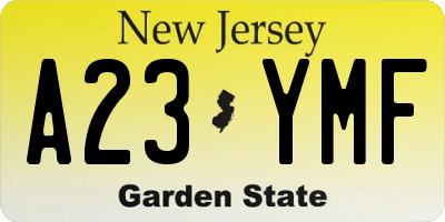 NJ license plate A23YMF