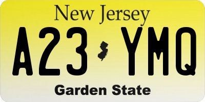 NJ license plate A23YMQ