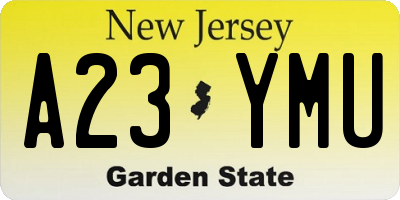NJ license plate A23YMU