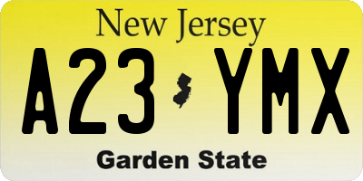 NJ license plate A23YMX