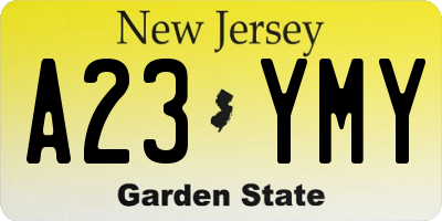 NJ license plate A23YMY