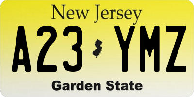 NJ license plate A23YMZ