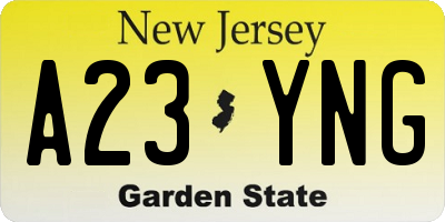 NJ license plate A23YNG