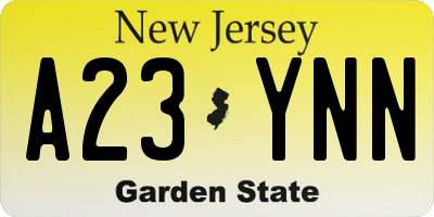 NJ license plate A23YNN