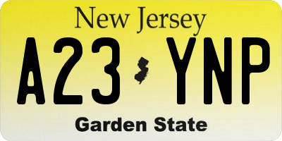 NJ license plate A23YNP