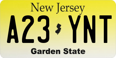 NJ license plate A23YNT