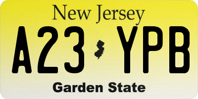 NJ license plate A23YPB