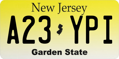 NJ license plate A23YPI