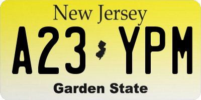 NJ license plate A23YPM