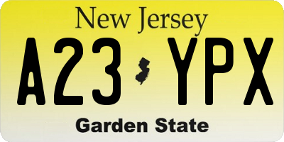 NJ license plate A23YPX