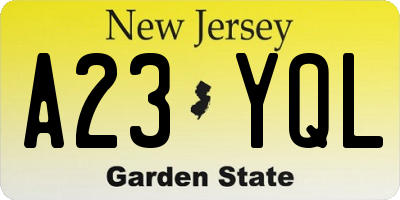 NJ license plate A23YQL