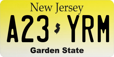 NJ license plate A23YRM
