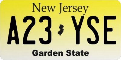 NJ license plate A23YSE
