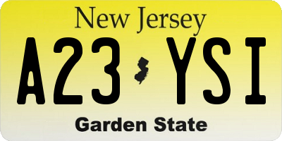 NJ license plate A23YSI