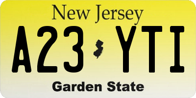 NJ license plate A23YTI