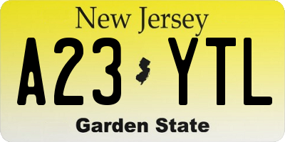 NJ license plate A23YTL