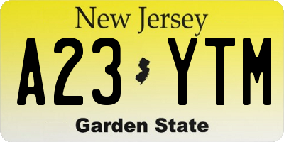NJ license plate A23YTM