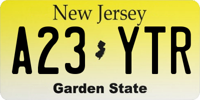 NJ license plate A23YTR