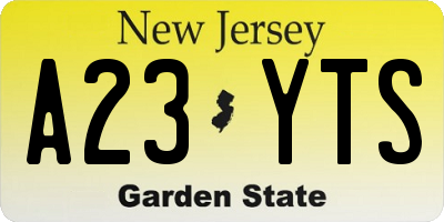 NJ license plate A23YTS
