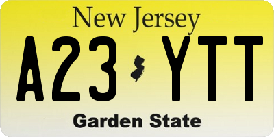 NJ license plate A23YTT
