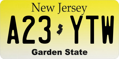 NJ license plate A23YTW