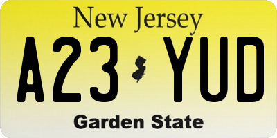 NJ license plate A23YUD