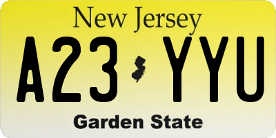 NJ license plate A23YYU