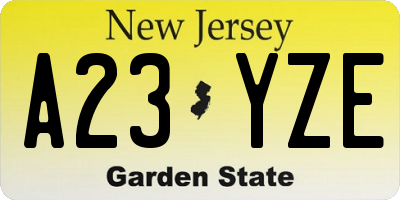 NJ license plate A23YZE