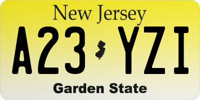 NJ license plate A23YZI