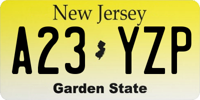 NJ license plate A23YZP