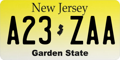 NJ license plate A23ZAA