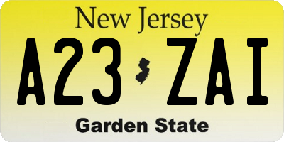 NJ license plate A23ZAI