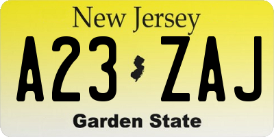 NJ license plate A23ZAJ