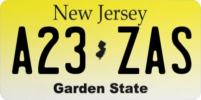 NJ license plate A23ZAS