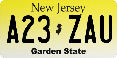 NJ license plate A23ZAU