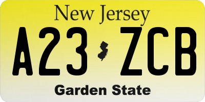 NJ license plate A23ZCB