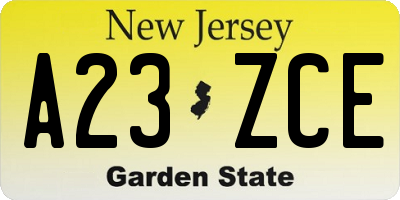 NJ license plate A23ZCE