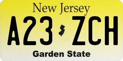 NJ license plate A23ZCH