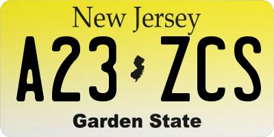 NJ license plate A23ZCS