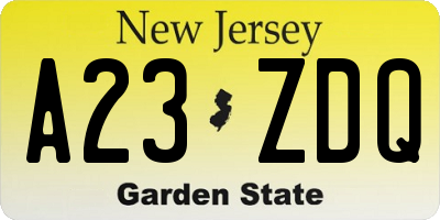 NJ license plate A23ZDQ