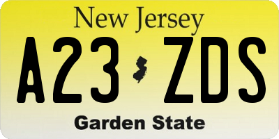 NJ license plate A23ZDS