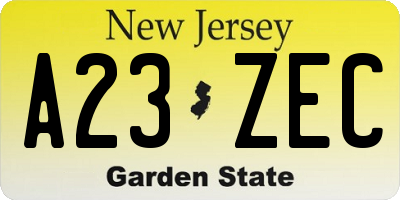 NJ license plate A23ZEC