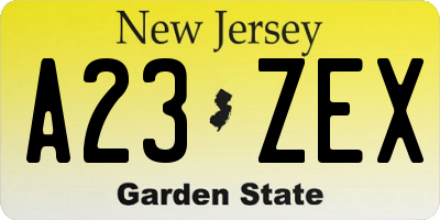 NJ license plate A23ZEX