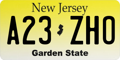NJ license plate A23ZHO