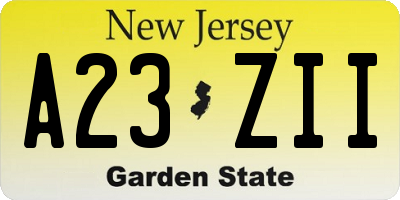 NJ license plate A23ZII